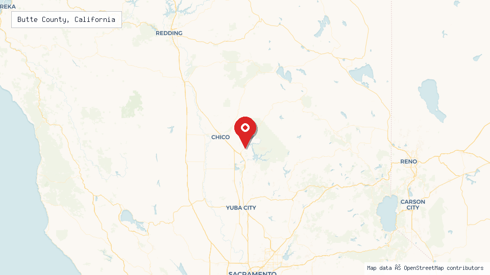 Street map of Butte County, California with location pin