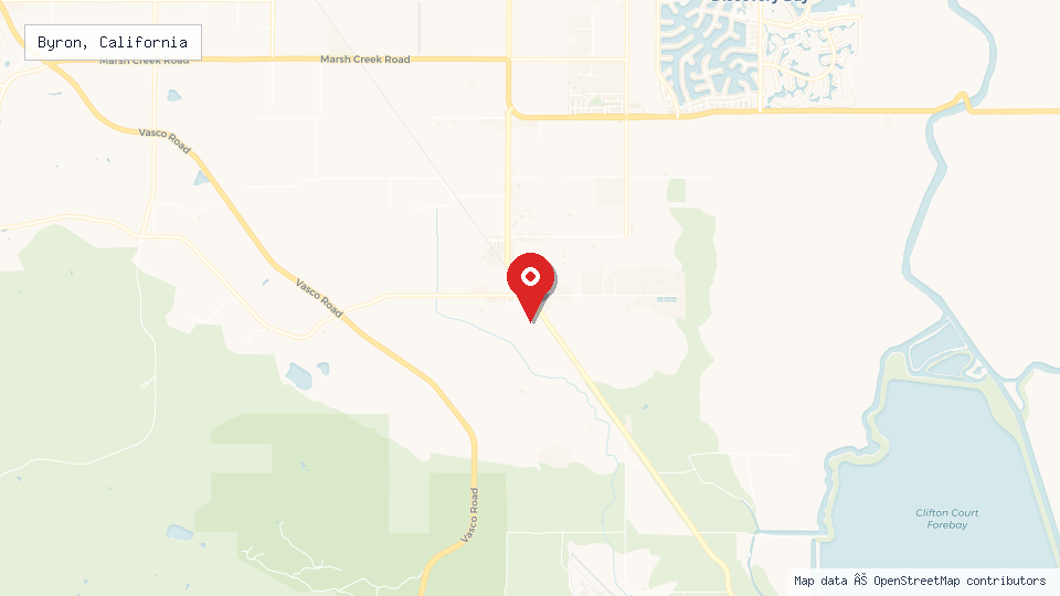 Street map of Byron, California with location pin