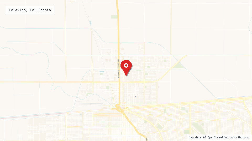 Street map of Calexico, California with location pin