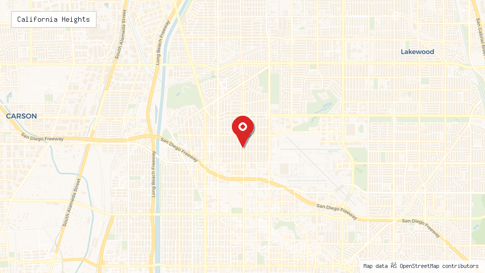 Street map of California Heights with location pin