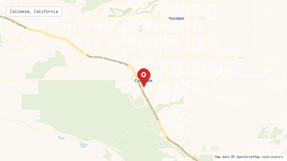 Street map of Calimesa, California with location pin