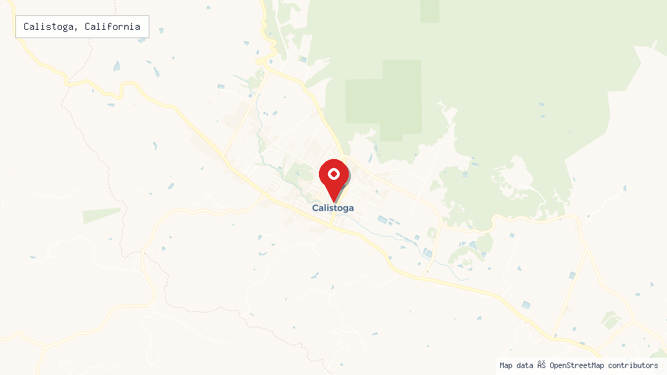 Street map of Calistoga, California with location pin