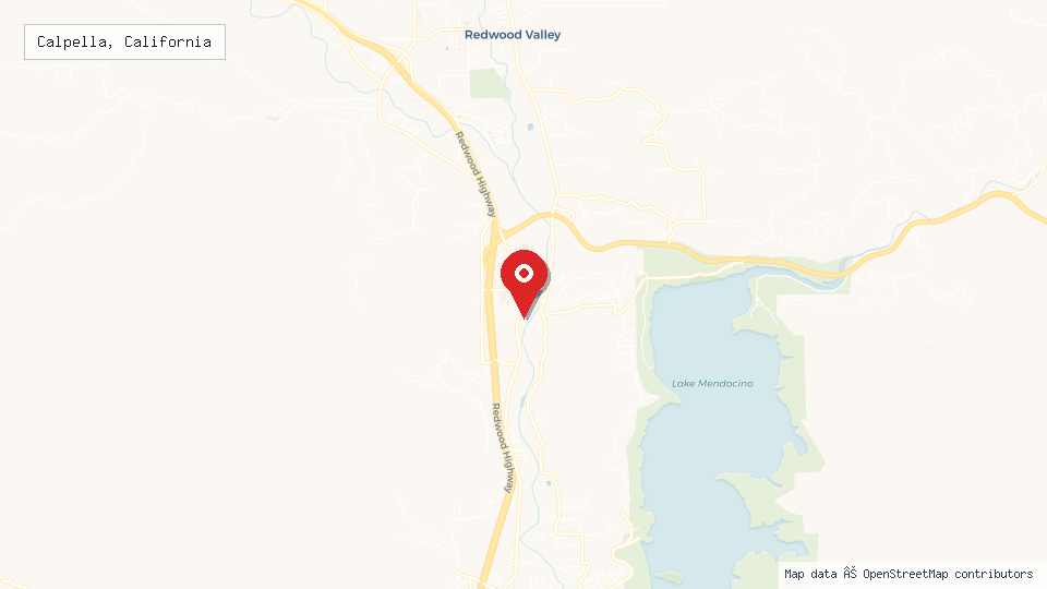 Street map of Calpella, California with location pin