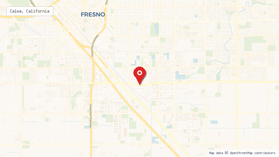Street map of Calwa, California with location pin