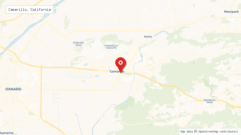 Street map of Camarillo, California with location pin