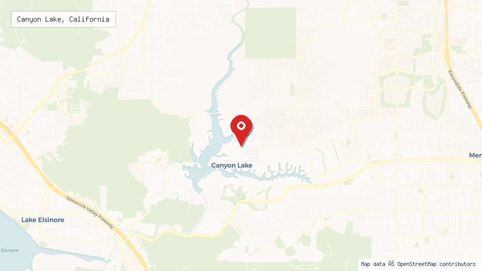 Street map of Canyon Lake, California with location pin