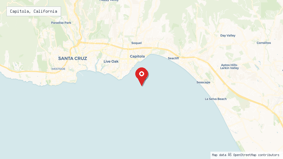 Street map of Capitola, California with location pin