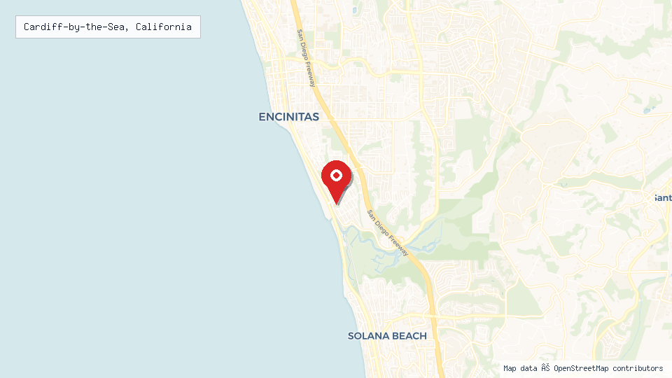 Street map of Cardiff-by-the-Sea, California with location pin