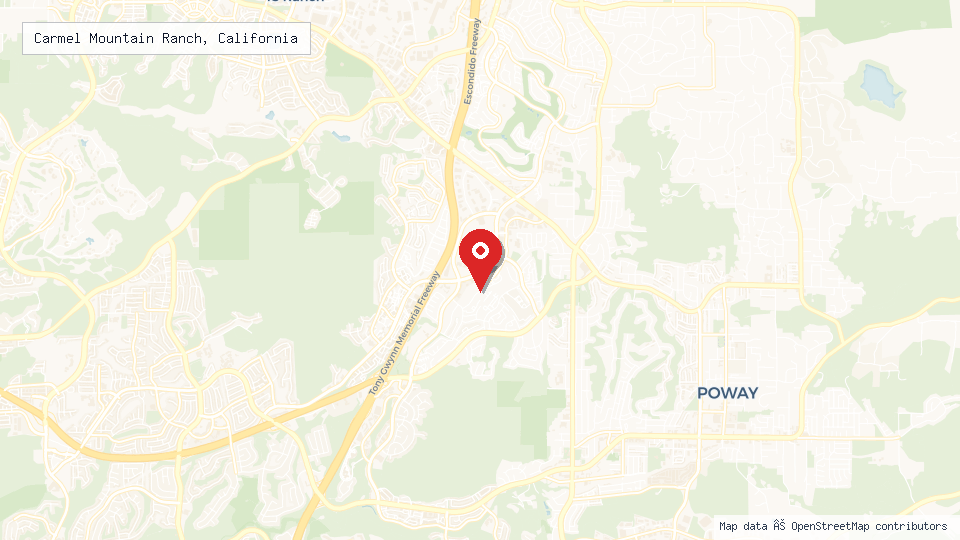 Street map of Carmel Mountain Ranch, California with location pin