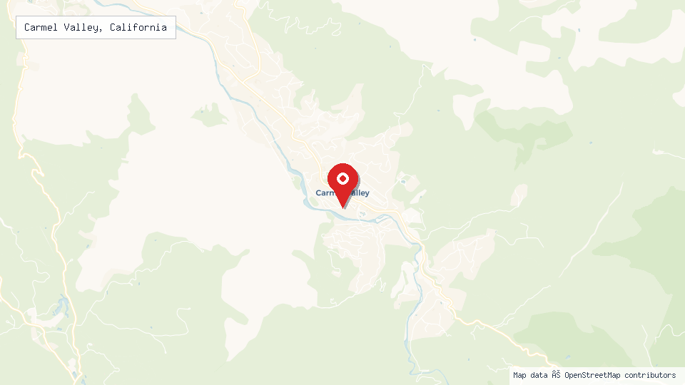Street map of Carmel Valley, California with location pin