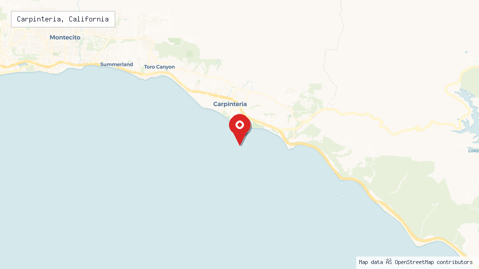 Street map of Carpinteria, California with location pin