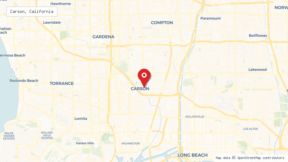Street map of Carson, California with location pin