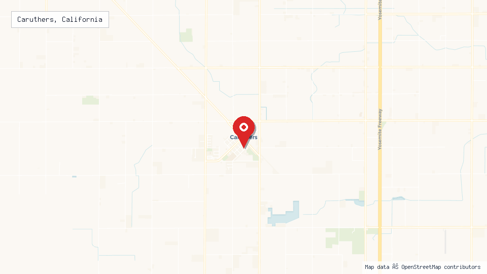 Street map of Caruthers, California with location pin