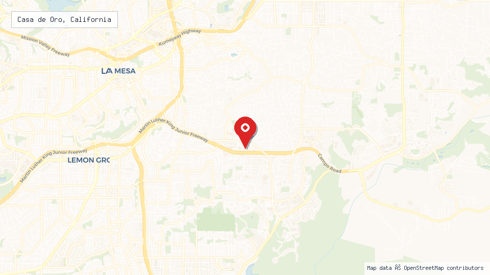 Street map of Casa de Oro, California with location pin