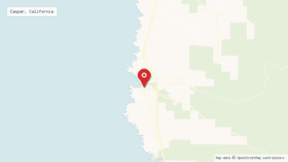 Street map of Caspar, California with location pin