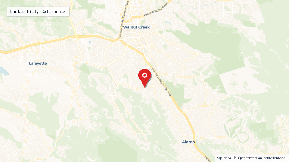 Street map of Castle Hill, California with location pin