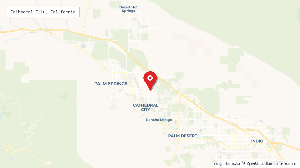 Street map of Cathedral City, California with location pin