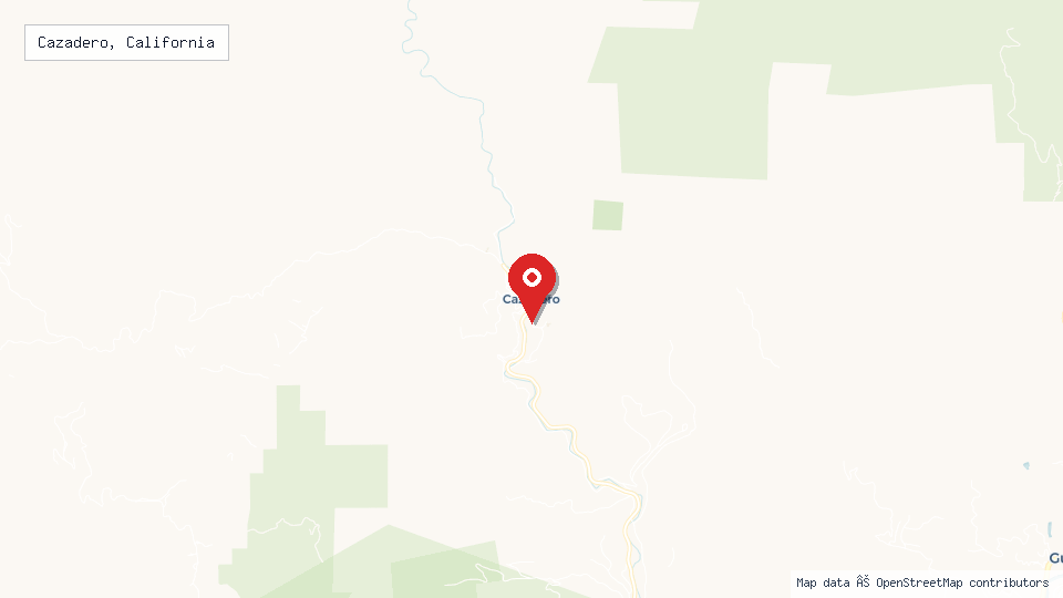 Street map of Cazadero, California with location pin