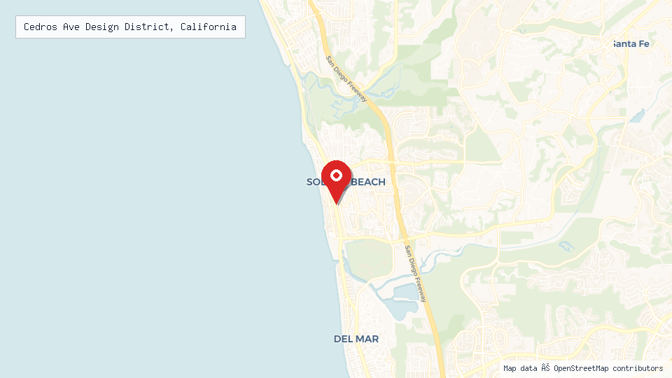 Street map of Cedros Ave Design District, California with location pin