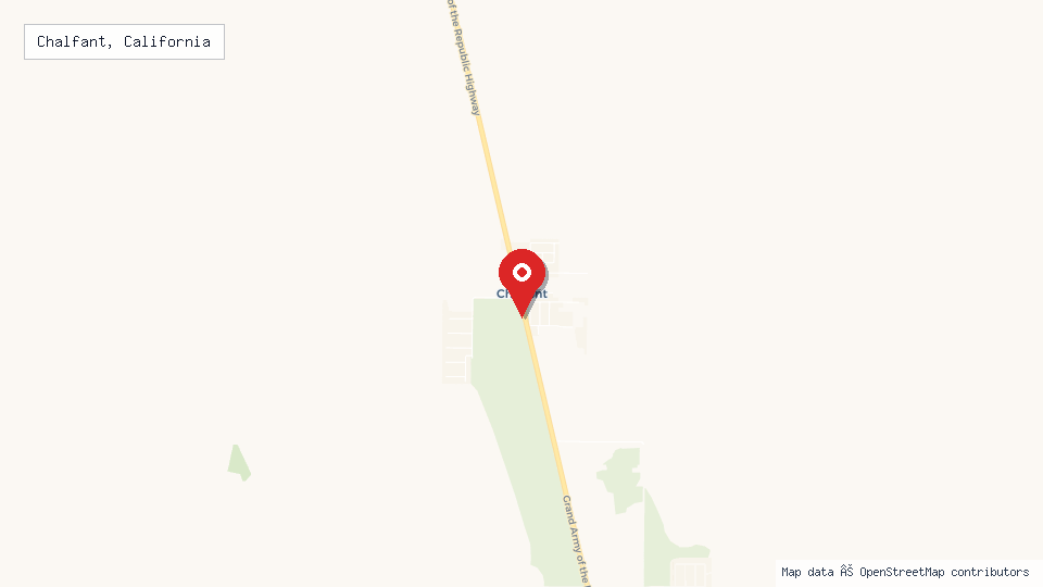 Street map of Chalfant, California with location pin