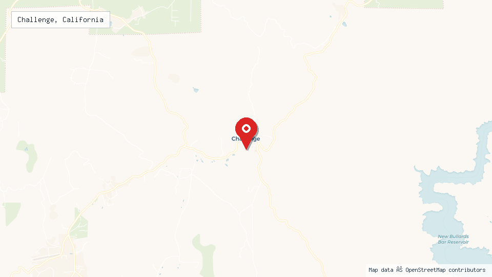 Street map of Challenge, California with location pin