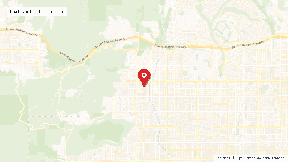 Street map of Chatsworth, California with location pin