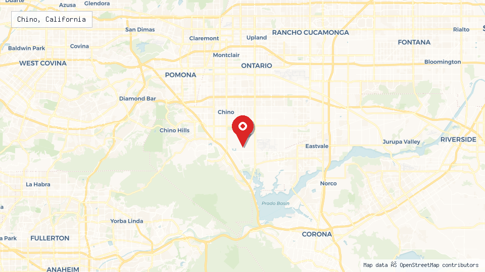 Street map of Chino, California with location pin