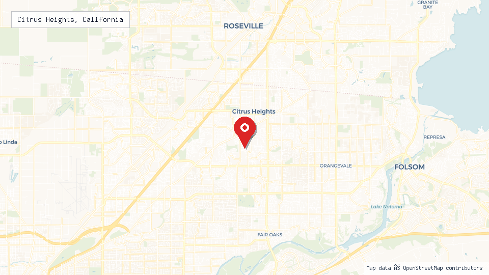 Street map of Citrus Heights, California with location pin