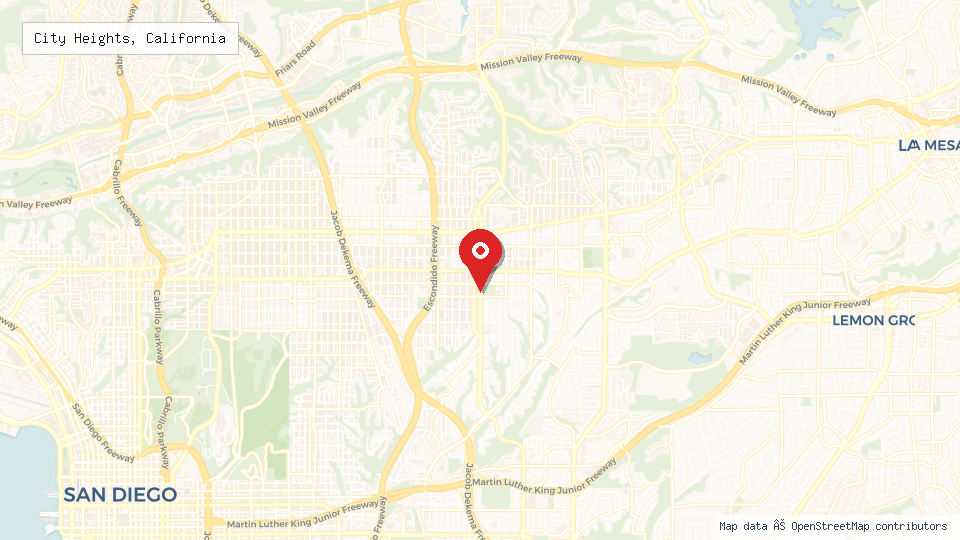 Street map of City Heights, California with location pin