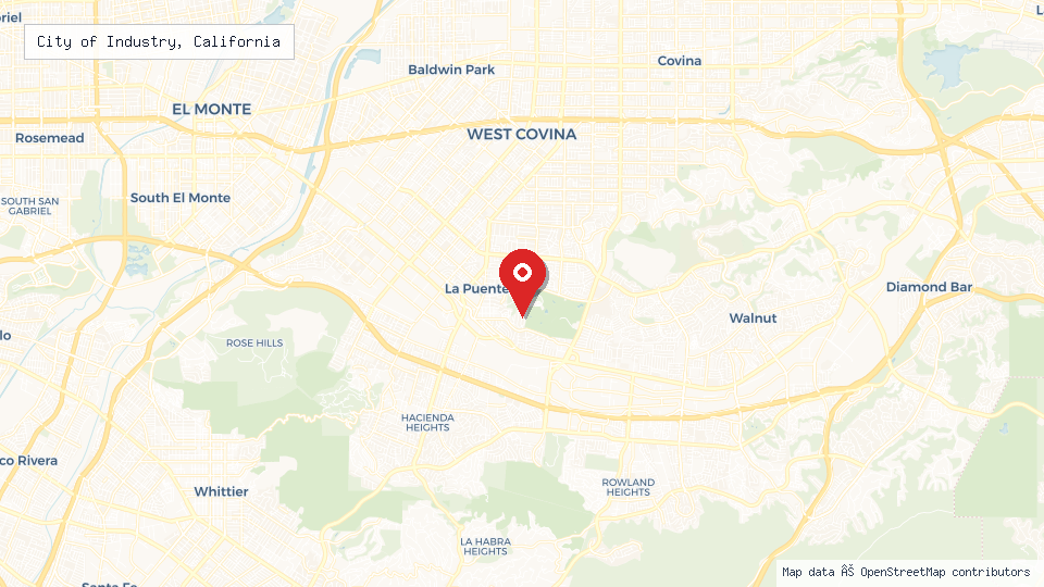 Street map of City of Industry, California with location pin
