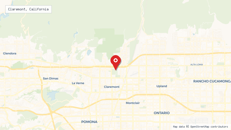 Street map of Claremont, California with location pin