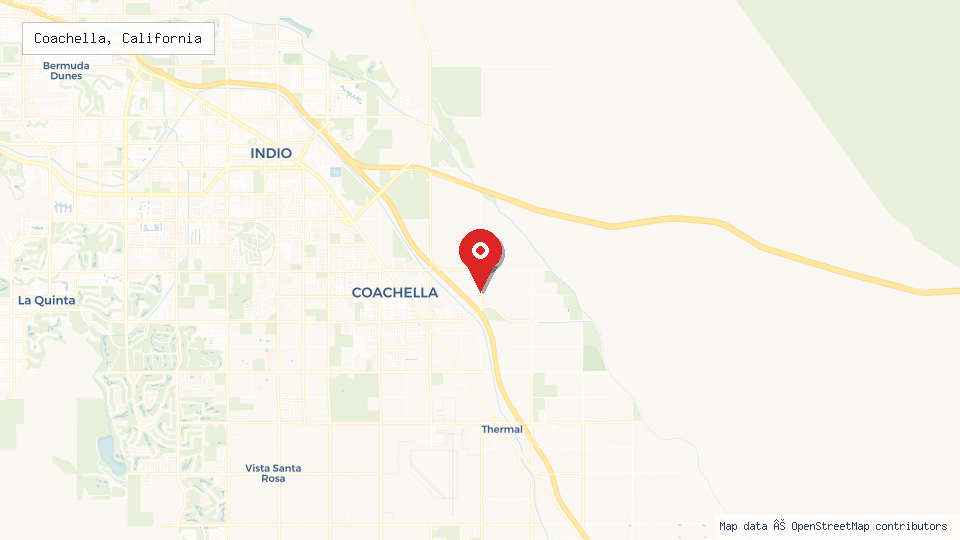 Street map of Coachella, California with location pin