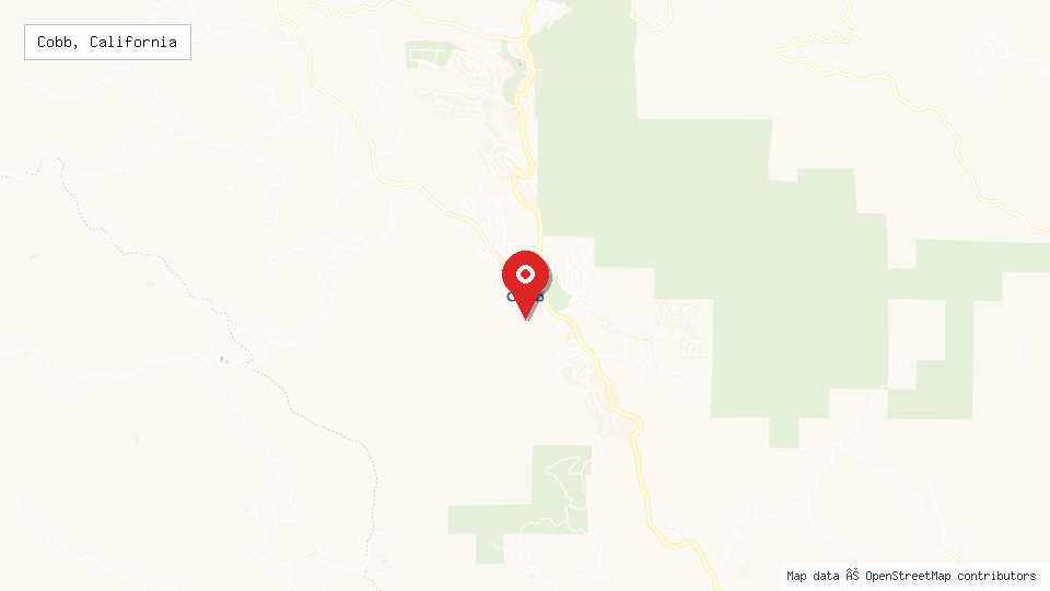 Street map of Cobb, California with location pin