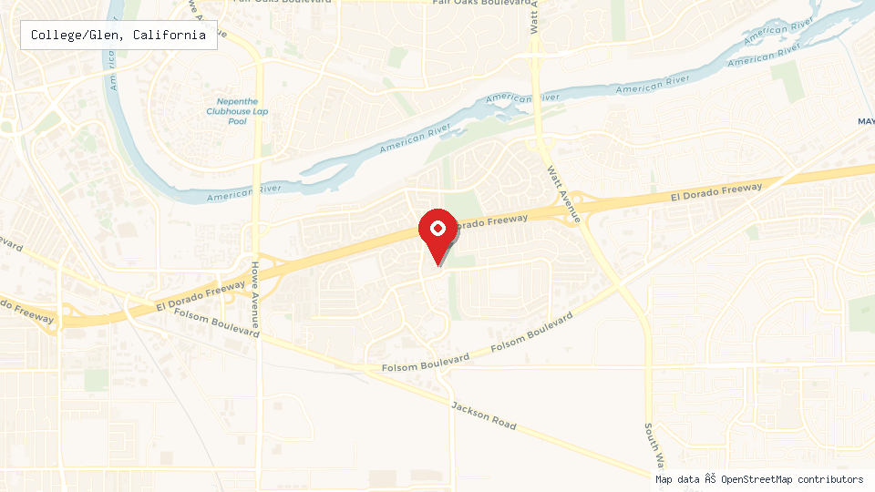 Street map of College/Glen, California with location pin