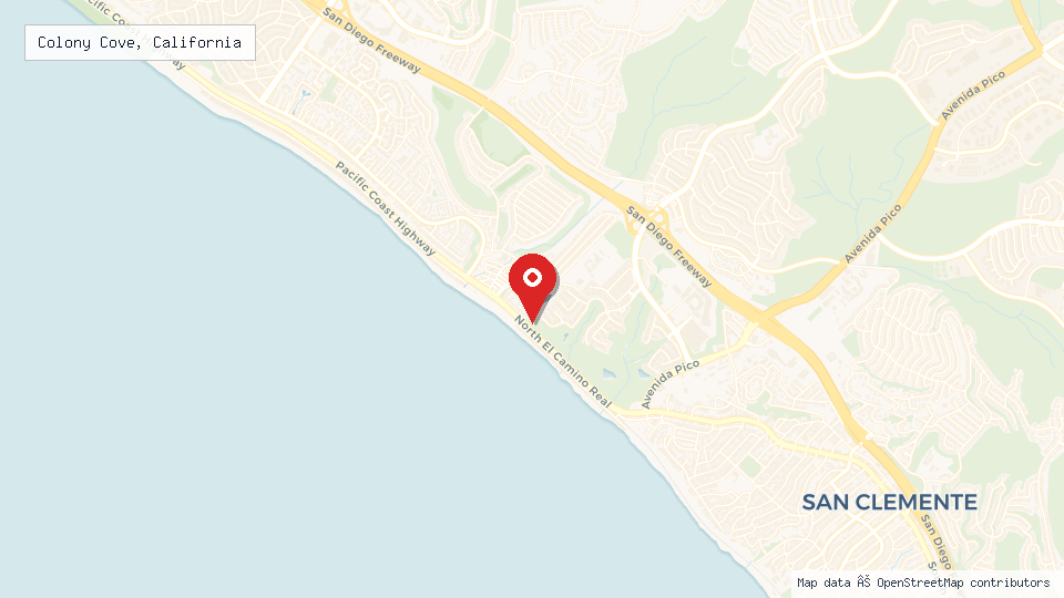 Street map of Colony Cove, California with location pin