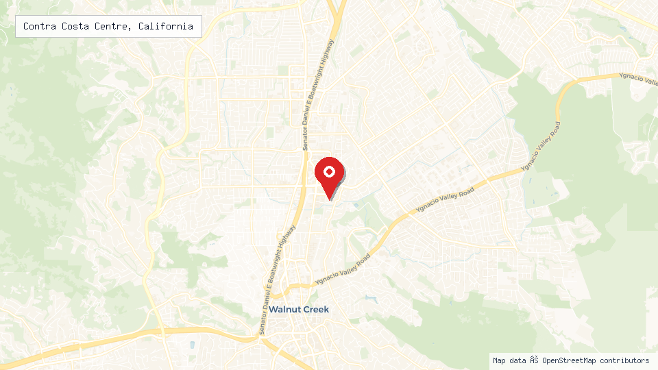 Street map of Contra Costa Centre, California with location pin