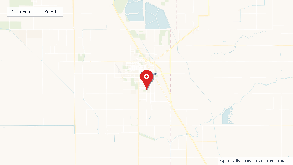 Street map of Corcoran, California with location pin