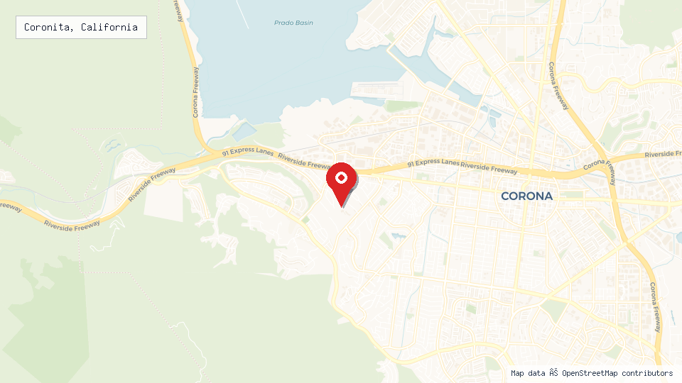 Street map of Coronita, California with location pin