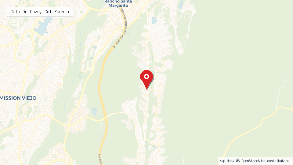 Street map of Coto De Caza, California with location pin