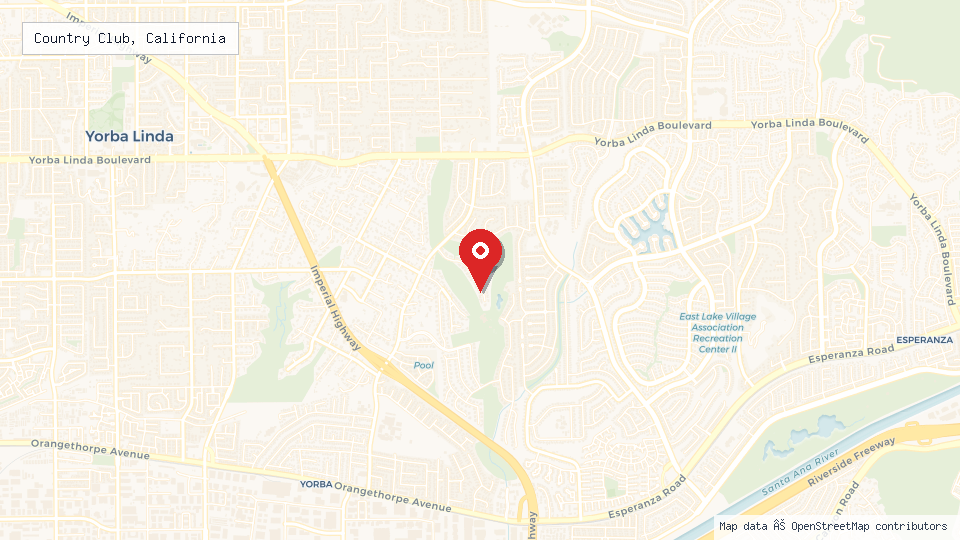 Street map of Country Club, California with location pin