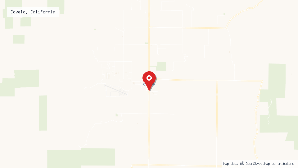 Street map of Covelo, California with location pin