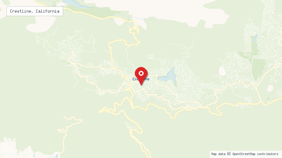 Street map of Crestline, California with location pin