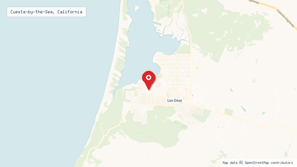 Street map of Cuesta-by-the-Sea, California with location pin