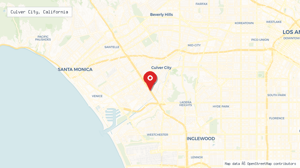 Street map of Culver City, California with location pin