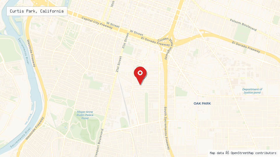Street map of Curtis Park, California with location pin