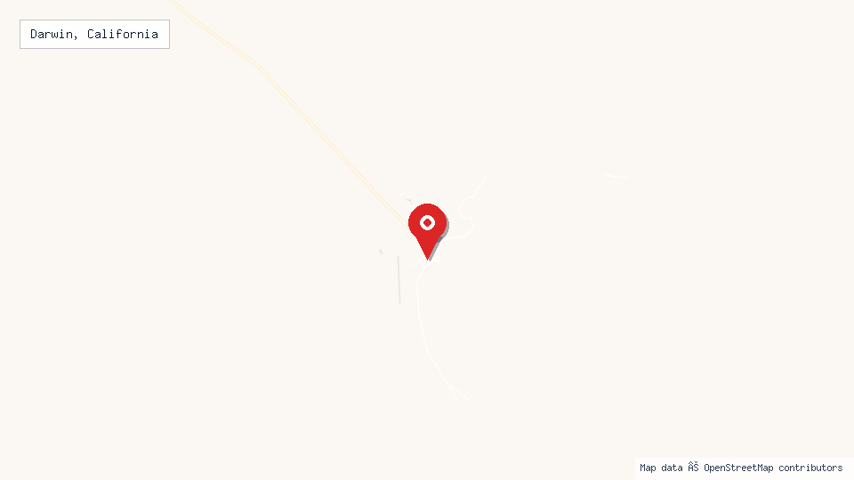 Street map of Darwin, California with location pin