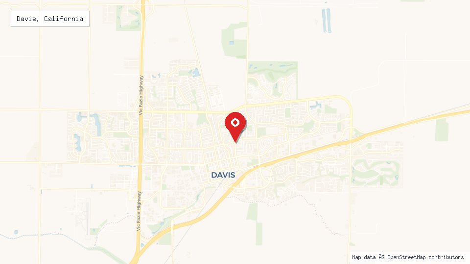 Street map of Davis, California with location pin