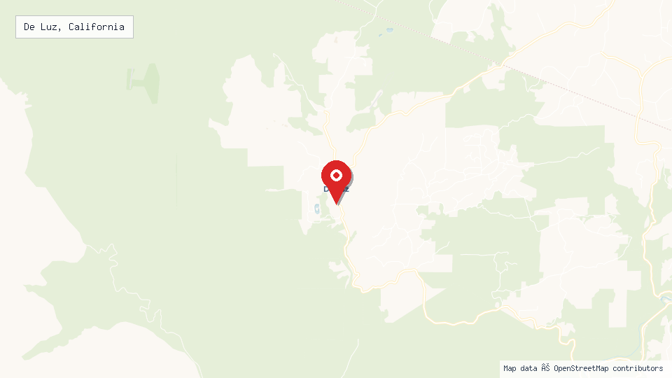 Street map of De Luz, California with location pin