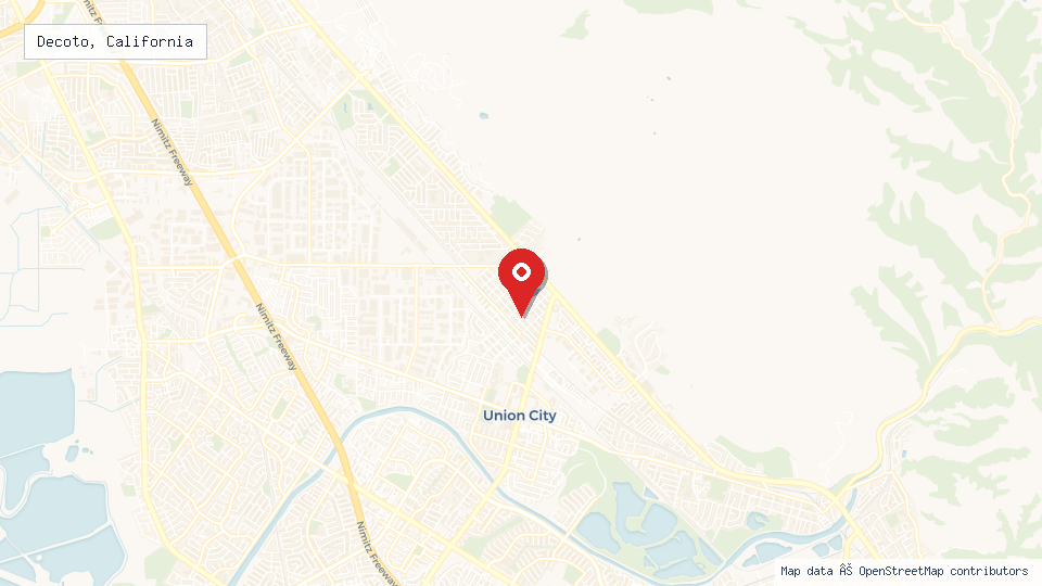 Street map of Decoto, California with location pin