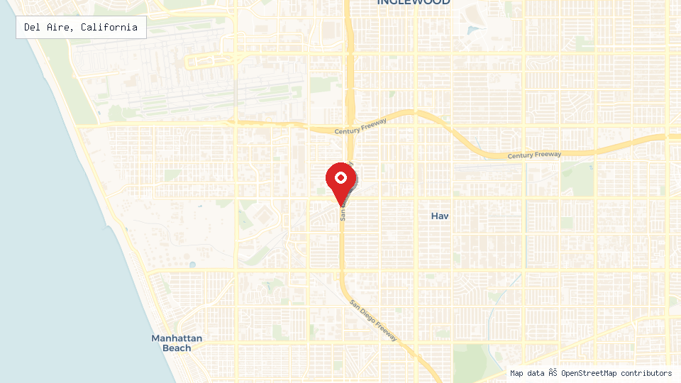 Street map of Del Aire, California with location pin